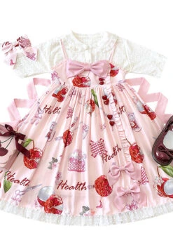 Lychee First Aid Kit Series JSK Sweet Lolita Pink Sling Dress -MIMY Lolita Shop 6 500x672 214