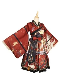 Fox Demon Series JSK Japanese Style Vintage Printing Sweet Lolita Red Sling Dress -MIMY Lolita Shop 6 500x672 218