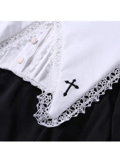 Unknown Poem Series Cross Embroidery Gothic Lolita Black Long Sleeve Dress -MIMY Lolita Shop 6 500x672 22