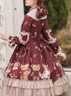 The Sweetheart Bear Tea Party Series OP Sweet Lolita Long Sleeve Dress -MIMY Lolita Shop 6 500x672 250