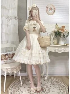 Girl Nelly Series JSK Elegant Cotton Jacquard Pure Color Sweet Lolita Sleeveless Dress -MIMY Lolita Shop 6 500x672 252