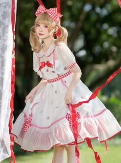 Strawberry Fruit Series OP Cute Bowknot Sweet Lolita Short Sleeve Dress -MIMY Lolita Shop 6 500x672 270