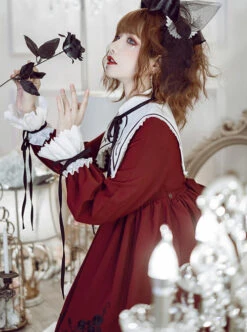 Oath Roses Series OP Gothic Lolita Long Sleeve Dress -MIMY Lolita Shop 6 500x672 29