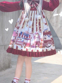 Popcorn Series Christmas Red Sweet Lolita Long Sleeve Dress 15 Popcorn Series Christmas Red Sweet Lolita Long Sleeve Dress -MIMY Lolita Shop 6 500x672 300