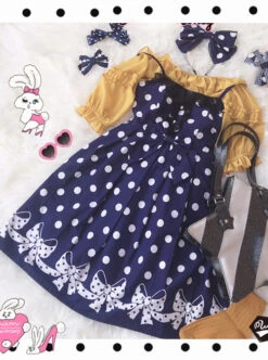 Wave Point Bowknot Sweet Lolita Sling Dress -MIMY Lolita Shop 6 500x672 312