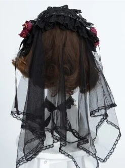 Day Night Light Series Gorgeous Noble Elegant Palace Style Dark Black Gothic Lolita Black Wedding Dress Veil Full Set -MIMY Lolita Shop 6 500x672 34