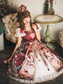 Wanhua Mirror Series Classical Elegant Square Neck Small Fly Sleeve Design Retro Oil Painting Print Ruffle Hem Classic Lolita Short Sleeve Dress 19 Wanhua Mirror Series Classical Elegant Square Neck Small Fly Sleeve Design Retro Oil Painting Print Ruffle Hem Classic Lolita Short Sleeve Dress -MIMY Lolita Shop 6 500x672 340