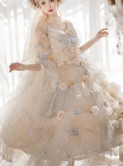 Gorgeous Flower Wedding Flower God Spirit Series JSK Gorgeous Heavy Industry Three-Dimensional Flower Sequin Classic Lolita Dress -MIMY Lolita Shop 6 500x672 343