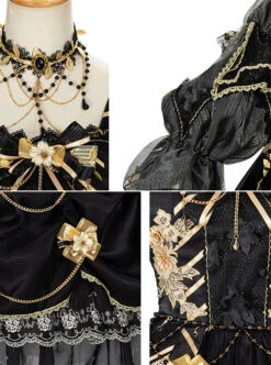 Golden Lily Series JSK Retro Elegant Palace Style Gothic Lolita Black And Golden Sling Dress -MIMY Lolita Shop 6 500x672 36