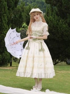 Light Green Fresh Lace Edward Collar Elegant Spring Campanula Phalaenopsis Print Imperial Dress Classic Lolita Dress 17 Light Green Fresh Lace Edward Collar Elegant Spring Campanula Phalaenopsis Print Imperial Dress Classic Lolita Dress -MIMY Lolita Shop 6 500x672 460