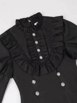 Night Chant Overture Series Blue Rose Bowknot Asymmetrical Design Elegant Classic Lolita Long Sleeves Black Dress Cloak Set -MIMY Lolita Shop 6 500x672 471