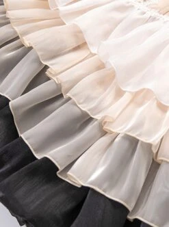 Paris Sunset Series French Ballet Fishbone Small Flying Sleeves Lace Gradient Ambilight Yarn Classic Lolita Dress -MIMY Lolita Shop 6 500x672 473