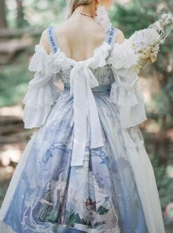 Eco's Voice Series Retro Palace Tea Party Myth Messenger Printing Ribbon Belt Classic Lolita Sleeveless Dress -MIMY Lolita Shop 6 500x672 474
