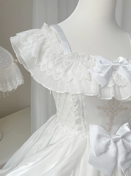 Swan Dream Series Noble White Blue Gradient Elegant Fairy Transparent Tulle Swan Lake Print Classic Lolita Sleeveless Dress 6 Swan Dream Series Noble White Blue Gradient Elegant Fairy Transparent Tulle Swan Lake Print Classic Lolita Sleeveless Dress - Image 4