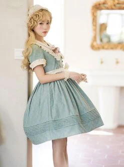 August Night Series Pure Color OP Sailor Collar Lace Cuff Classic Lolita Short Sleeve Dress Set 16 August Night Series Pure Color OP Sailor Collar Lace Cuff Classic Lolita Short Sleeve Dress Set -MIMY Lolita Shop 6 500x672 492
