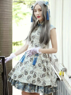 White Dragon Series Chinese Style Qi Lolita Sleeveless Dress -MIMY Lolita Shop 6 500x672 495