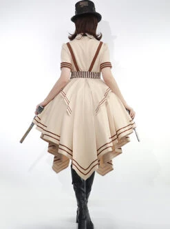 Libra Series OP British Style Solid Color Libra Graphic Printing Irregular Hem Design Classic Lolita Short Sleeve Dress Set -MIMY Lolita Shop 6 500x672 527