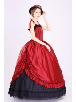 Party Wedding Vintage Wine Red Sleeveless Bowknot Bandage Fluffy Mercerized Satin Lolita Prom Long Dress -MIMY Lolita Shop 6 500x672 544