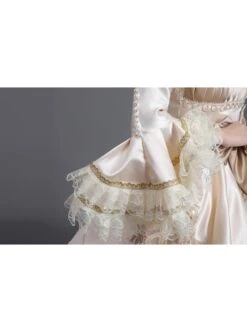 Champagne Square Collar Long Sleeve Lace Bow Shirring Hem Court Prom Lolita Dress -MIMY Lolita Shop 6 500x672 555