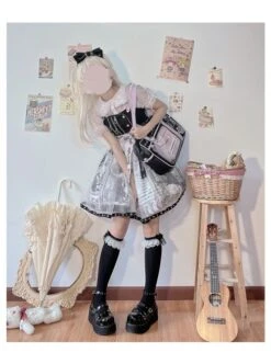 Little Tengu Series JSK Black Printing Tulle Hem Black Cute Punk Street Gothic Lolita Sling Dress -MIMY Lolita Shop 6 500x672 56