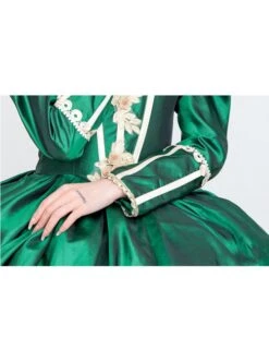 Dark Green Stand Collar Long Sleeve Fluffy Trailing Hem Retro Court Prom Lolita Dress -MIMY Lolita Shop 6 500x672 570