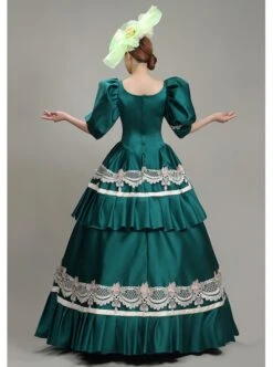 Dark Green Puff Mid-length Sleeve Lace Party Retro Court Lolita Prom Dress -MIMY Lolita Shop 6 500x672 586