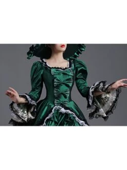 Klein Blue Retro Style Square Collar Chest Bowknot Black-white Lace Long Sleeve Court Prom Lolita Dress -MIMY Lolita Shop 6 500x672 588