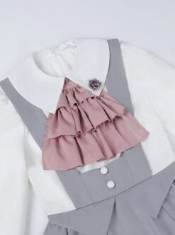 Marsha College Series Pink Gray Cute Sweet School Lolita Fake Two Pieces Long Sleeves Suspender Dress -MIMY Lolita Shop 6 500x672 623
