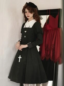 Redemption Cross Series Gothic Lolita Bat Necklace Nun Style Black Holiness Puff Long Sleeve Dress 13 Redemption Cross Series Gothic Lolita Bat Necklace Nun Style Black Holiness Puff Long Sleeve Dress -MIMY Lolita Shop 6 500x672 63