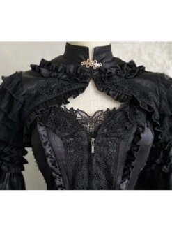Black Lace Sling Corset Tail Top Flared Long Sleeve Fashion Ruffle Shawl Gothic Lolita Dress Set -MIMY Lolita Shop 6 500x672 73
