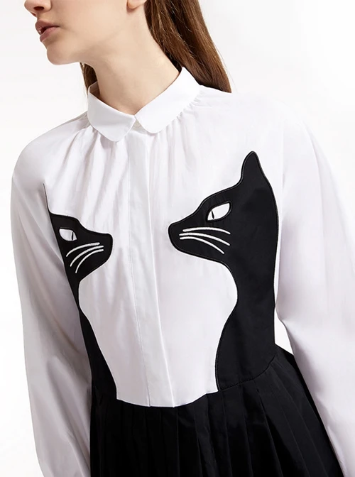 Black And White Cotton Long Sleeve Gothic Lolita Dress 9 Black And White Cotton Long Sleeve Gothic Lolita Dress - Image 7