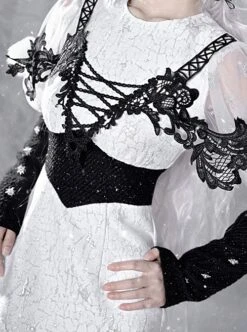 Winter Carol Series Jacquard Fabric Snowflake Printing Black Plush Decoration Transparent Fishtail Skirt Hem Gothic Lolita Long-Sleeved Dress -MIMY Lolita Shop 6 500x672 91