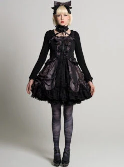 Black Chiffon Lace-up Gothic Lolita Sling Dress -MIMY Lolita Shop 7 500x672 101