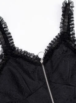 Imprisonment Song Series Silver Chain Leather Belt Sweet Cool Dark Black Punk Gothic Lolita Vest Puff Sleeves Dress Set -MIMY Lolita Shop 7 500x672 106