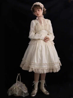 Summer Fresh And Elegant Princess Detachable Large Bow Cream Chiffon Solid Color Sweet Lolita Ballet Suspender Dress -MIMY Lolita Shop 7 500x672 141