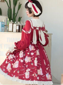 Strawberry Milkshake Series OP Sweet Lolita Long Sleeve Dress -MIMY Lolita Shop 7 500x672 148