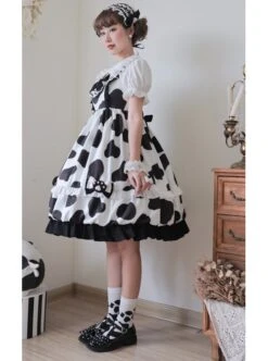 Ranch Story Series JSK Cute Cat Paw Printing Sweet Lolita Multicolor Sling Dress -MIMY Lolita Shop 7 500x672 167
