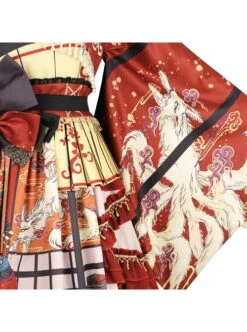 Fox Demon Series JSK Japanese Style Vintage Printing Sweet Lolita Red Sling Dress -MIMY Lolita Shop 7 500x672 174