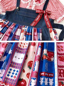 Small Tomato Series JSK Denim Stitching Sweet Lolita Sling Dress -MIMY Lolita Shop 7 500x672 178