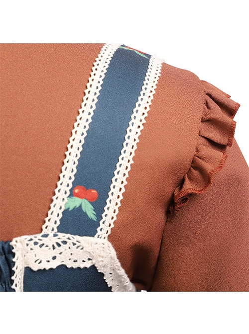 Distance Christmas Series JSK Open Front Cute Printing Retro Pastoral Style Sweet Lolita Sling Dress 12 Distance Christmas Series JSK Open Front Cute Printing Retro Pastoral Style Sweet Lolita Sling Dress - Image 10