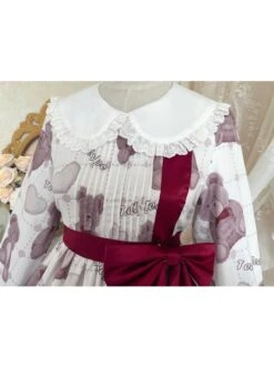 Doll Bear Series OP Doll Collar Cute Bears Printing Sweet Lolita Long Sleeve Dress -MIMY Lolita Shop 7 500x672 184