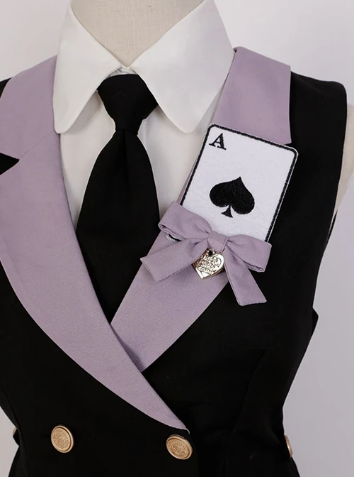 Phantom Thief Magician Series Tuxedo Playing Cards Halloween Playing Song Uniforms Sweet Lolita Vest Necktie Sleeveless Dress Set 6 Phantom Thief Magician Series Tuxedo Playing Cards Halloween Playing Song Uniforms Sweet Lolita Vest Necktie Sleeveless Dress Set - Image 4