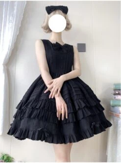 Girl Nelly Series JSK Elegant Cotton Jacquard Pure Color Sweet Lolita Sleeveless Dress -MIMY Lolita Shop 7 500x672 199