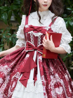 Full-blown Flowers Series Bowknot Chiffon Sweet Lolita Sling Dress -MIMY Lolita Shop 7 500x672 206