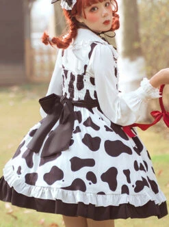 Creamy Cookies Series JSK Milk Cow Printing Sweet Lolita Sling Dress -MIMY Lolita Shop 7 500x672 213