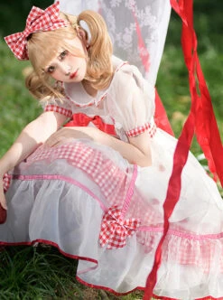 Strawberry Fruit Series OP Cute Bowknot Sweet Lolita Short Sleeve Dress -MIMY Lolita Shop 7 500x672 215