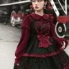 Silent Portrait Series JSK Red Bowknot Three-stage Hem Black Sweet Lolita Ruffle Sling Dress -MIMY Lolita Shop 7 500x672 241