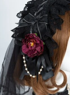 Day Night Light Series Gorgeous Noble Elegant Palace Style Dark Black Gothic Lolita Black Wedding Dress Veil Full Set -MIMY Lolita Shop 7 500x672 25