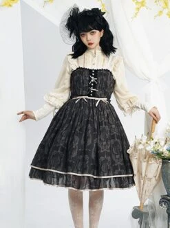 Eileen Series Daily Basics Printed Ribbon Bowknot Belt Beautiful Flounce Classic Lolita Sleeveless Dress -MIMY Lolita Shop 7 500x672 254