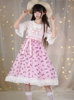 Bronzing Bowknot Pattern Classic Lolita Sling Dress -MIMY Lolita Shop 7 500x672 262